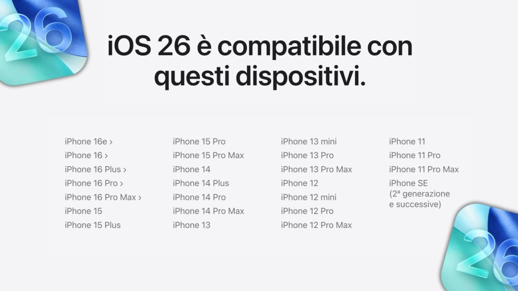 Compatibilità iOS 26